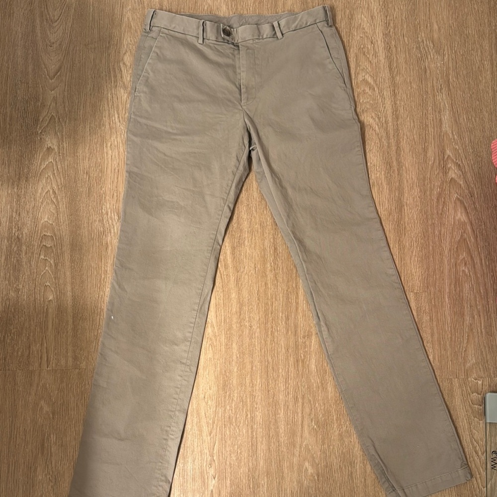 Tan Chino Pants with Straight Leg Design